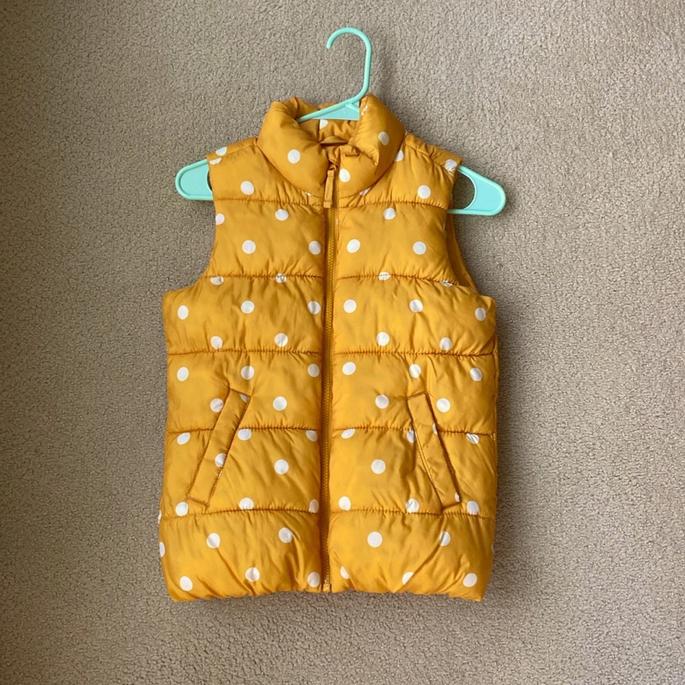 Old Navy Girls Yellow Polka Dot Puffer Vest